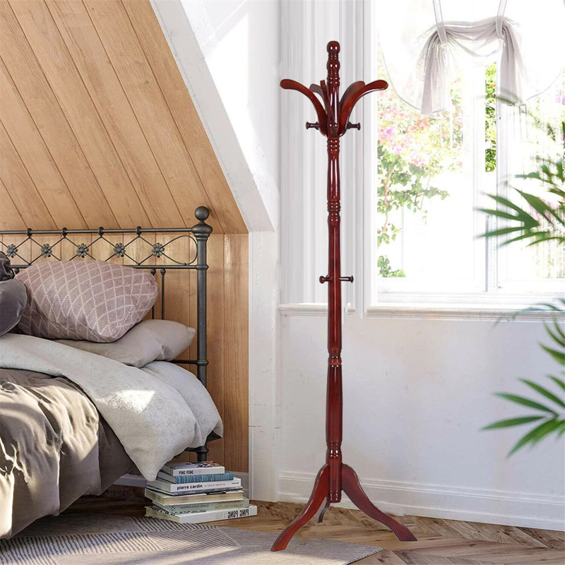 Rosalind Wheeler Karragullen Solid Wood 5 Hook Freestanding Coat Rack in Brown Wayfair.co.uk